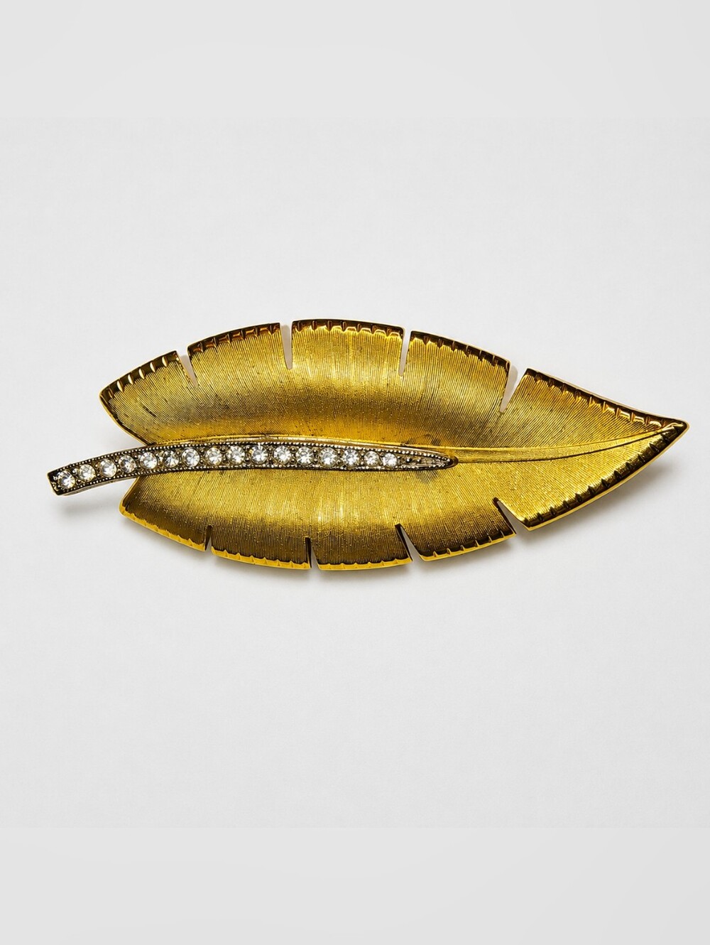 Vintage‎ Gold Tone Feather Brooch Pin